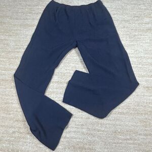 R M Richards Pants Womens 10 Navy Textured Pull On Elastic Waist Straight Leg
